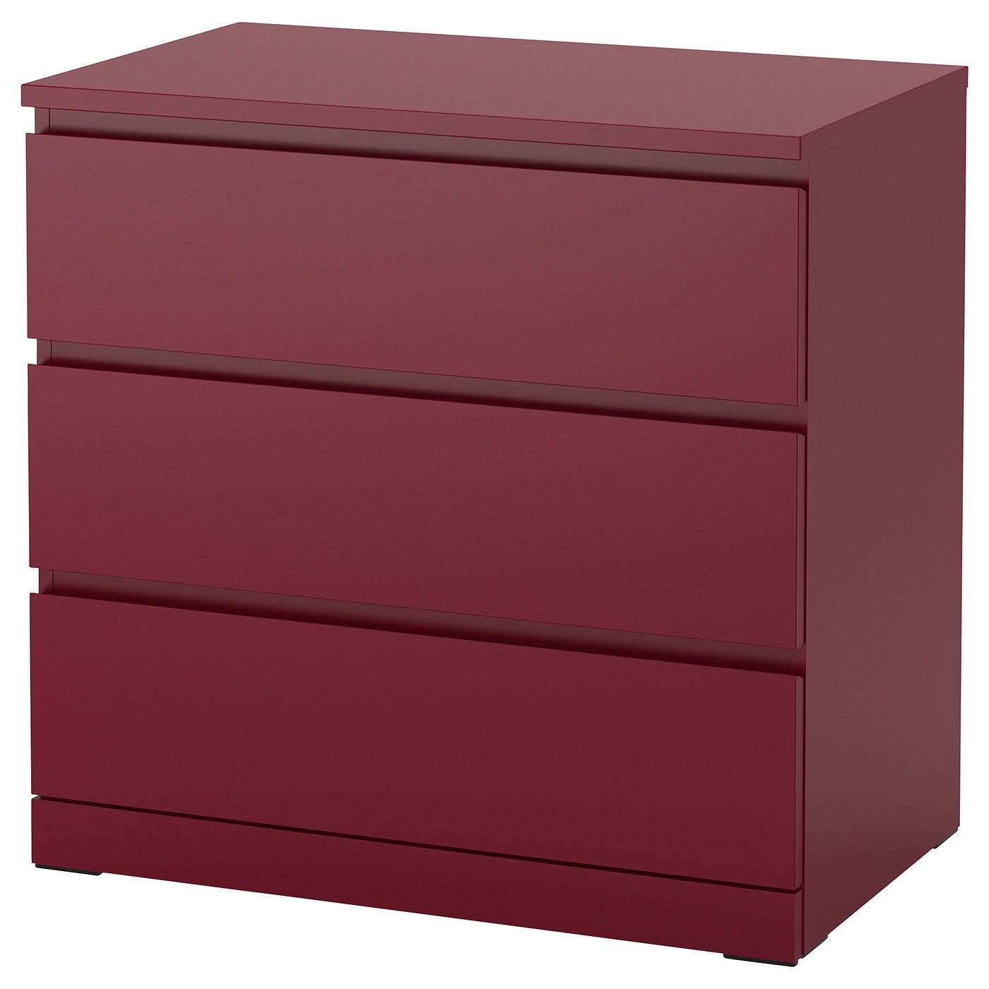 MALM Commode 3 tiroirs, rouge foncé, 80x78 cm IKEA