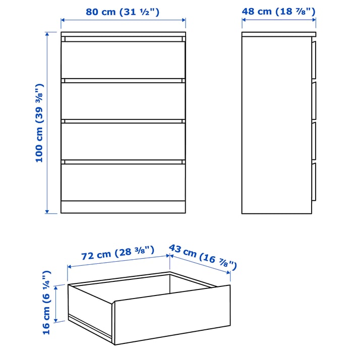 Commode Malm Ikea 4 Tiroirsnull