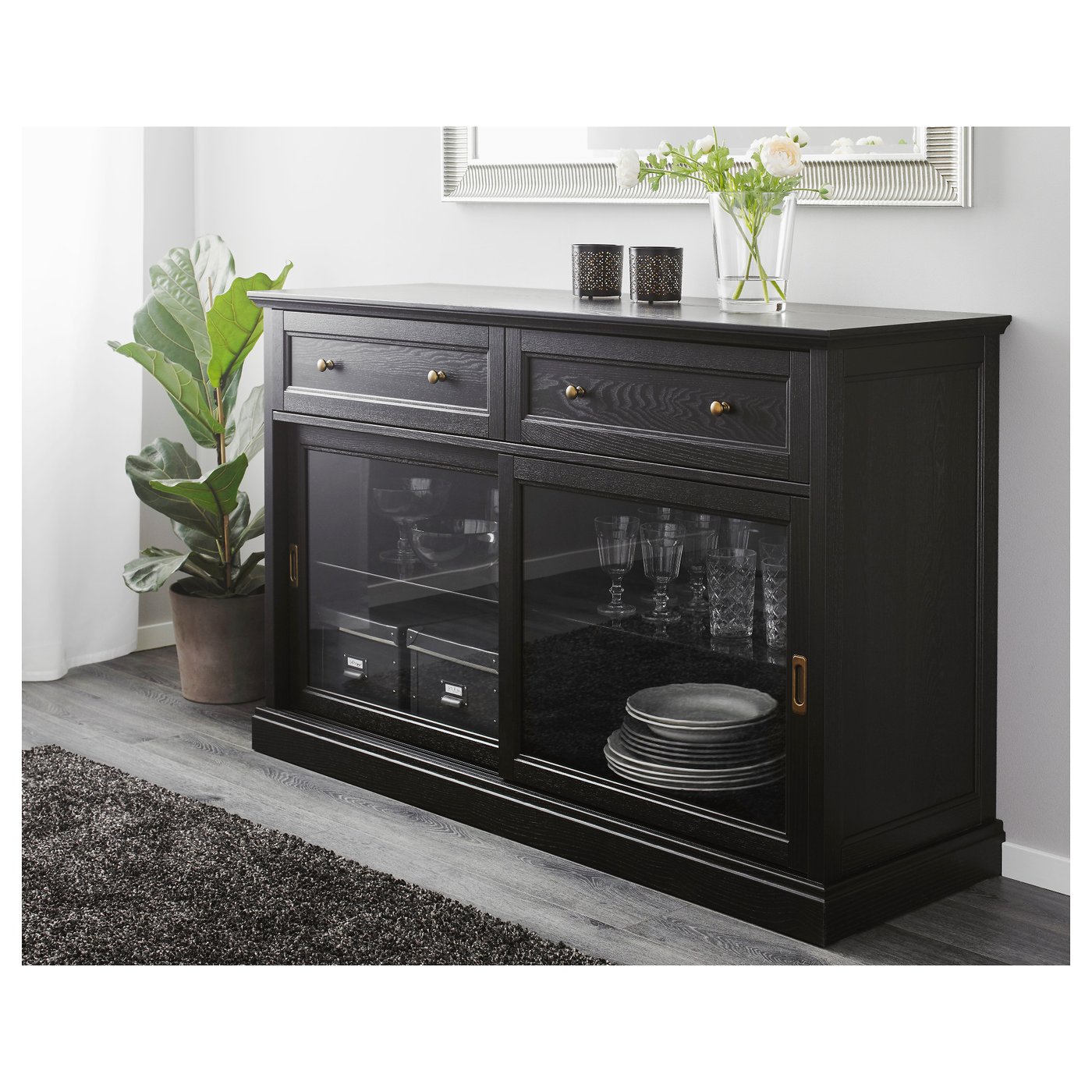 Malsjo Meuble Bas Teinte Noir Teinte Noir 145x92 Cm Ikea