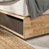 MANDAL Cadre lit avec rangement, bouleau/gris, 90x200 cm