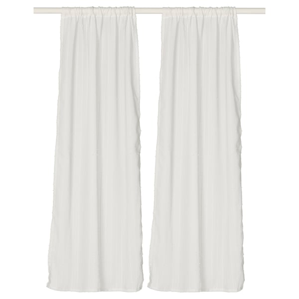 MATILDA Voilage, 2 pièces, blanc/avec ourlet pour tringle, 60x120 cm