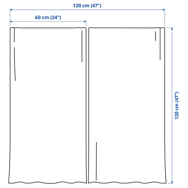 MATILDA Voilage, 2 pièces, blanc/avec ourlet pour tringle, 60x120 cm