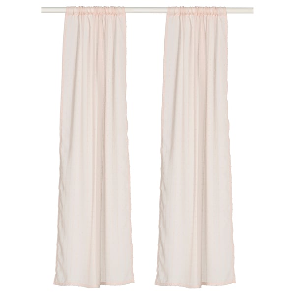 MATILDA Voilage, 2 pièces, rose pâle/avec ourlet pour tringle, 60x120 cm