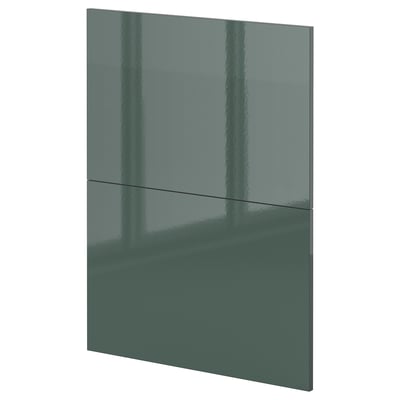 Panneau de cuisine moderne gris-vert brillant, rectangulaire.