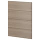 Un panneau plat et rectangulaire avec une texture de grain de bois brun clair, conçu pour les armoires de cuisine.