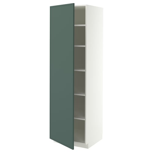METOD Armoire avec tablettes, blanc/Aspudden gris-vert foncé, 60x60x200 cm