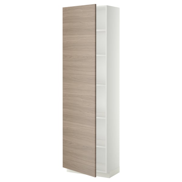 Armoire de cuisine METOD, brun clair, rectangulaire mince, haute avec étagères.