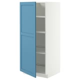 METOD Armoire avec tablettes, blanc/Lerhyttan bleu, 60x60x140 cm