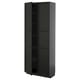 Armoire en bois teinté noir avec bords biseautés, deux portes et étagères réglables.