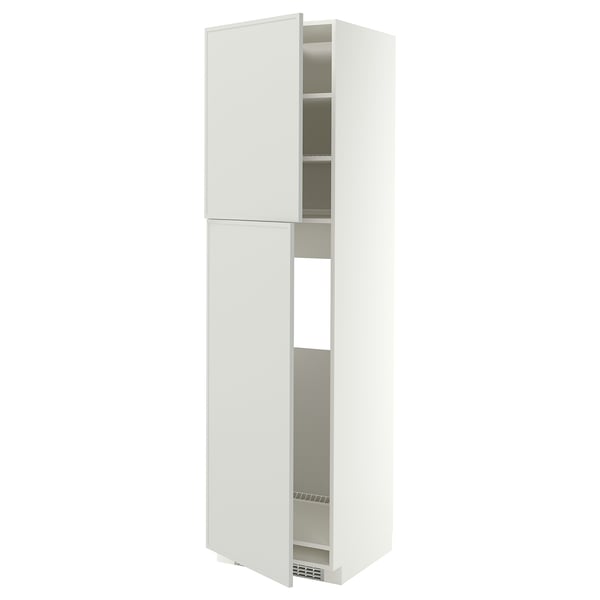 METOD Armoire réfrigérateur + 2 portes, blanc/Aspudden gris clair, 60x60x220 cm