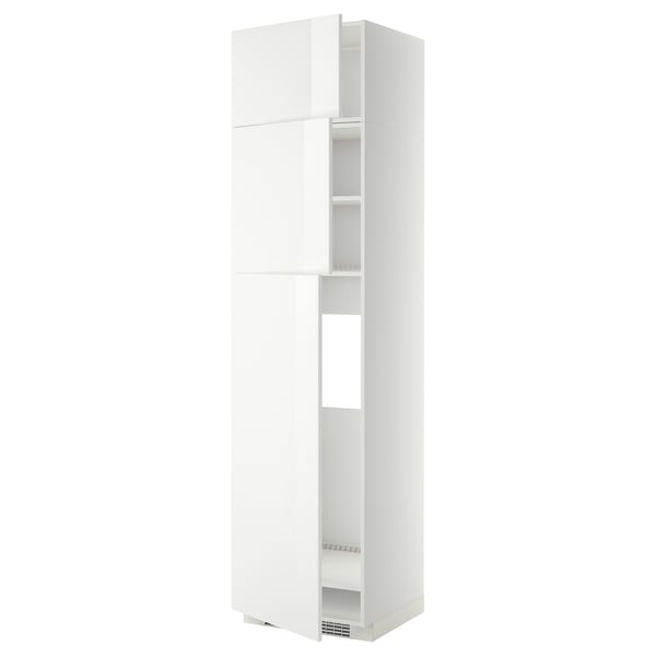 Armoire de cuisine METOD blanche, moderne brillante, rectangulaire avec 3 étagères.