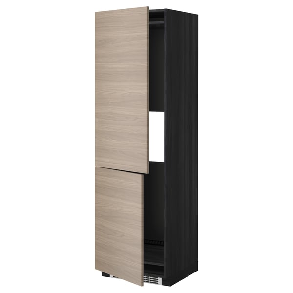 Armoire haute METOD avec tiroir et porte marron clair, design en bois, étagère réglable.
