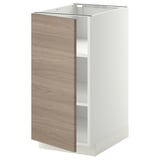 Armoire de cuisine METOD, blanc & effet bois, carrée avec porte ouverte.