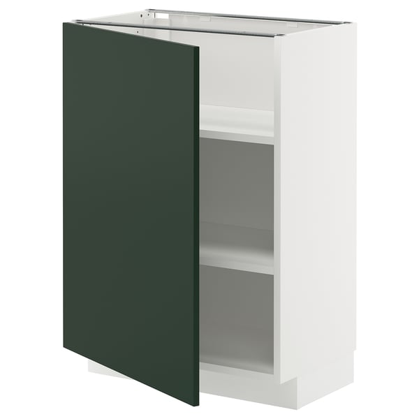 Armoire blanche moderne avec porte verte, étagères ouvertes, étagères réglables.