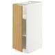 Cette image montre une armoire METOD blanche avec une porte en bois clair et des étagères réglables.