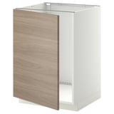 Une armoire de cuisine METOD blanche avec une porte et des charnières en bois.
