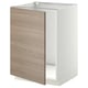 Une armoire de cuisine METOD blanche avec une porte et des charnières en bois.