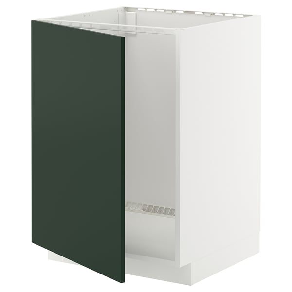 Armoire de cuisine METOD : blanche et verte, moderne, rectangulaire, avec charnières à pression.