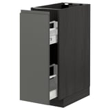 Armoire de cuisine METOD, gris foncé, grain de bois, tiroir coulissant, épaisseur 18 mm, design moderne.