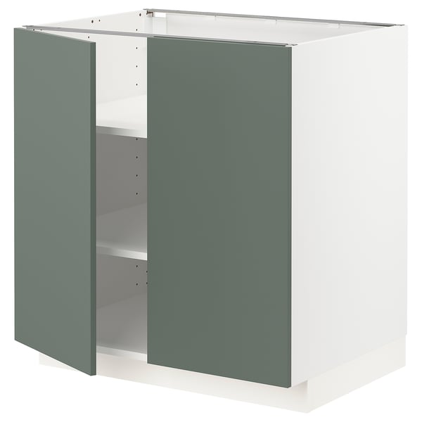 Metod Element Bas Tablette 2portes Blanc Bodarp Gris Vert 80x60 Cm Ikea