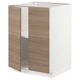 Armoire de cuisine moderne, à motifs blancs et noyer, rec. Forme carrée, 2 portes.
