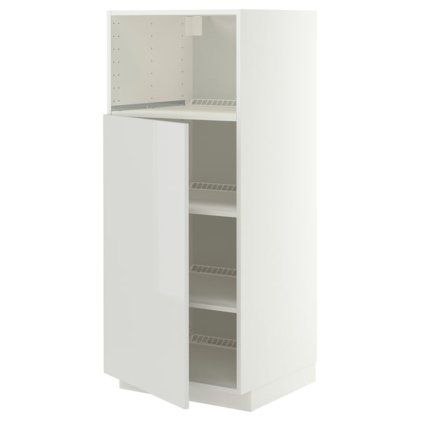 METOD Élément haut pour électroménager, blanc/Ringhult gris clair, 60x60x140 cm