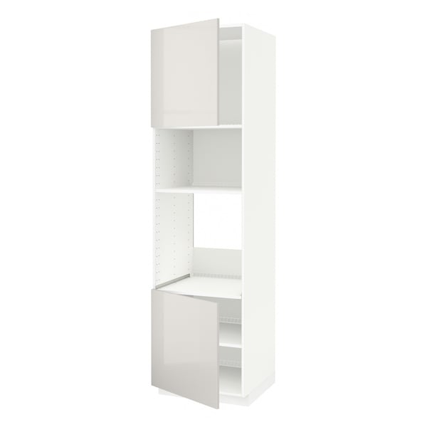 Meuble de cuisine METOD blanc, finition brillante, forme rectangulaire, étagères réglables.