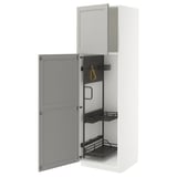 Armoire METOD blanche avec porte ouverte et organisateurs coulissants.