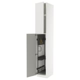 Armoire de cuisine METOD, blanche, porte grise brillante, design moderne, robuste, armoire haute.