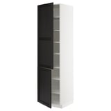 Meuble de cuisine METOD avec portes et étagères teintées noires, 2 portes réglables.