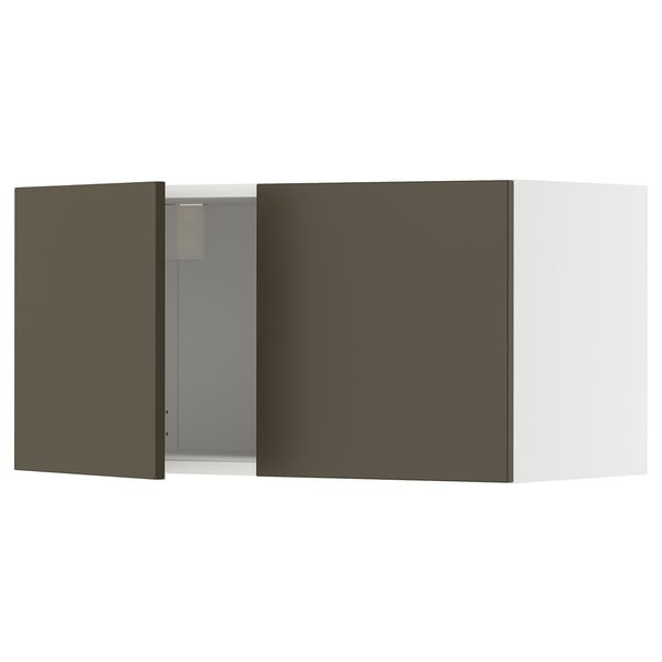 Armoire de cuisine brun foncé avec porte beige, design minimaliste