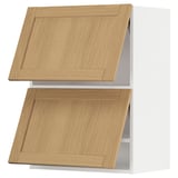 Meuble de cuisine METOD avec portes en chêne clair, cadre blanc, rectangulaire, moderne.