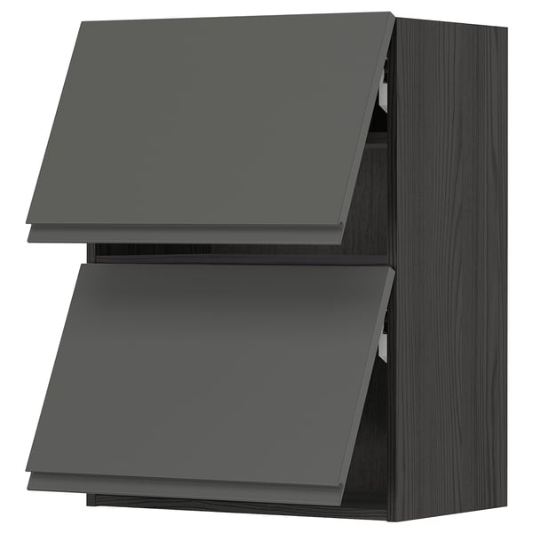 Armoire de cuisine grise moderne avec un look élégant et sombre et des poignées intégrées.