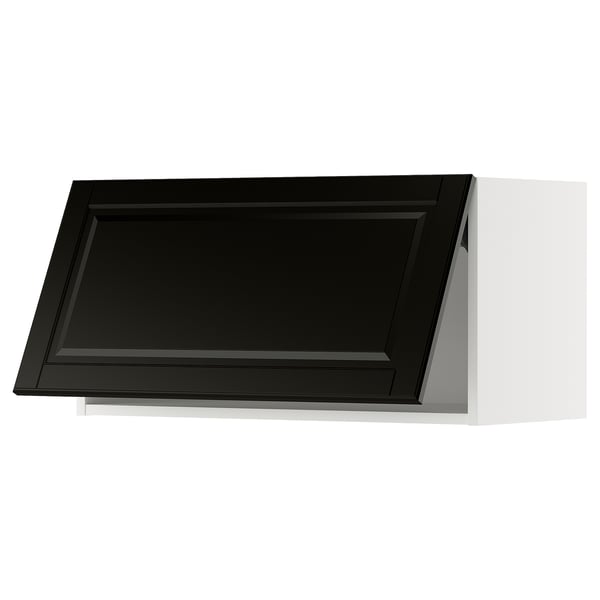 Meuble de cuisine METOD avec porte biseautée noire.