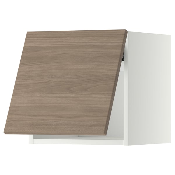 Armoire de cuisine moderne, blanche avec finition en bois, design minimaliste.
