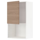 Armoire de cuisine METOD avec façade en noyer brokhult, finition grain de bois clair, étagère réglable, corps blanc, forme rectangulaire.