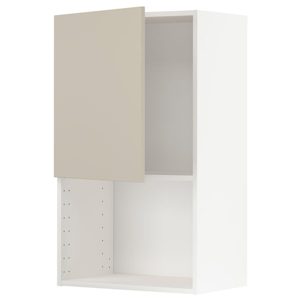 Unité de cuisine Ikea METOD en beige, rectangulaire, armoire murale à 2 portes avec étagères réglables.