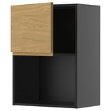 Armoire de cuisine moderne avec porte en bois, compartiment ouvert, expression chêne.