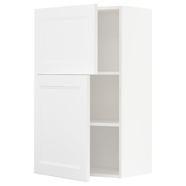 Armoire de cuisine METOD blanche avec étagère réglable et porte réversible.