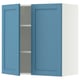 METOD Élément mural tablettes/2portes, blanc/Lerhyttan bleu, 80x80 cm