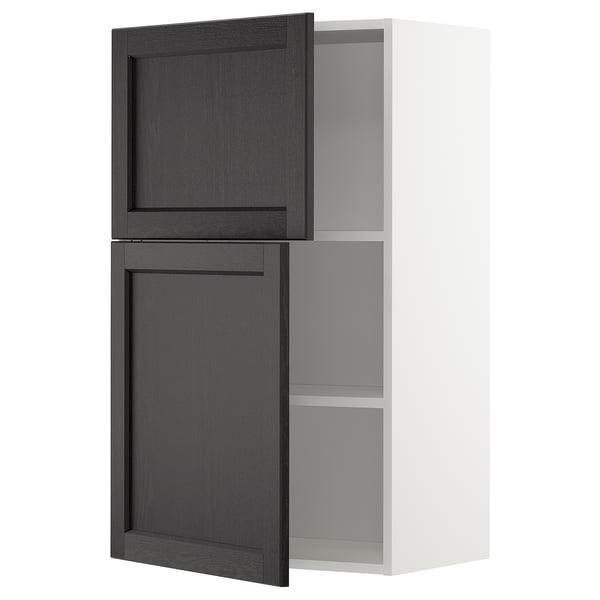 Armoire de cuisine moderne : METOD en gris foncé avec bords biseautés et étagères réglables.