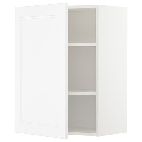 Armoire de cuisine METOD blanche avec étagères réglables.