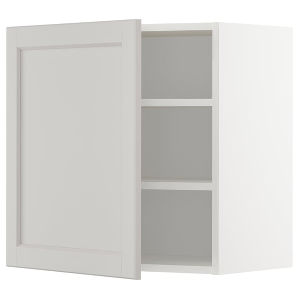 Armoire de cuisine METOD blanche avec 3 étagères, design moderne, lignes épurées, bords biseautés.