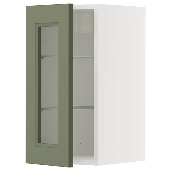 Armoire à porte en verre vert, design de cuisine moderne, étagère réglable, garantie de 25 ans.