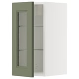 Armoire à porte en verre vert, design de cuisine moderne, étagère réglable, garantie de 25 ans.
