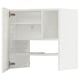 Armoire de cuisine ikea METOD blanche, ouverte, montrant des étagères et des charnières.