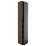 Armoire de cuisine METOD garnie de bois foncé avec plusieurs sections.
