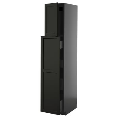 Armoire de cuisine noire moderne avec deux portes et design élégant.