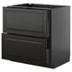Armoire de cuisine METOD noire avec finition brillante et bords biseautés.