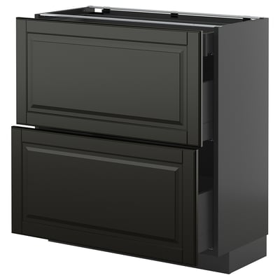 Armoire de cuisine METOD noire avec tiroirs élégants.